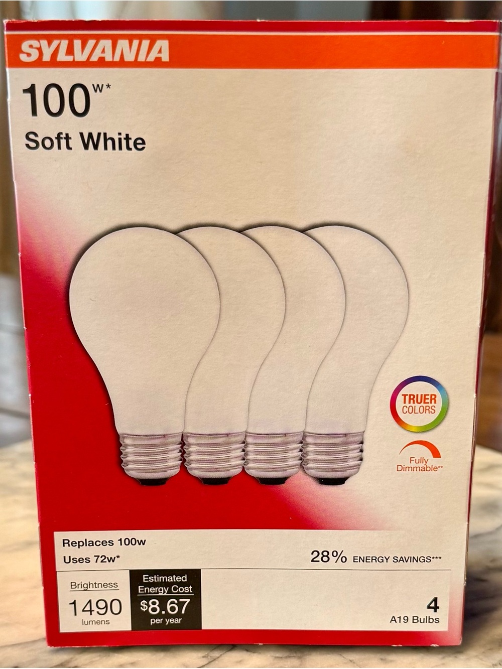 Sylvania Soft White 100W Equivalent A19 LED Bulb - 4 Pack, Soft White
